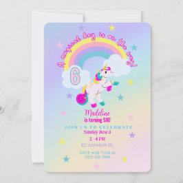 Personnalisable 6e anniversaire Unicorn Invitation