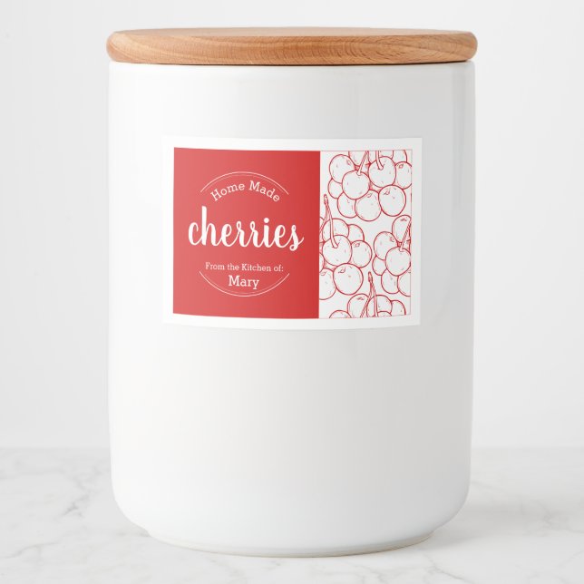 Personnalisable Accueil Fabriqué Cerises Étiquette (Devant)