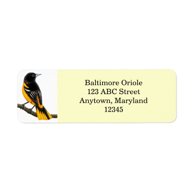 Personnalisable Baltimore Oriole Bird Étiquette (Devant)