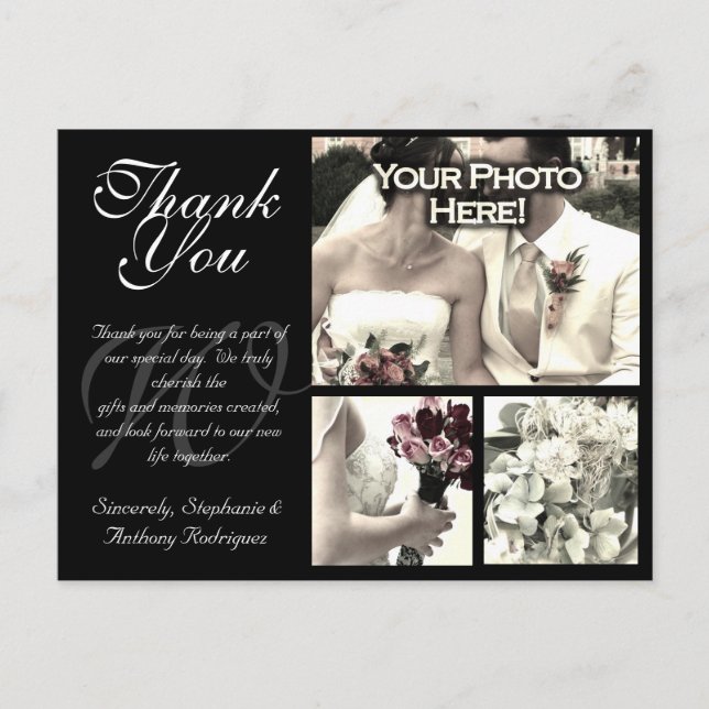 Personnalisable Carte de remerciements Mariage 3 p (Devant)