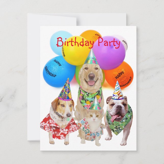 Personnalisable Chiens Amusants Invitation de la f (Devant)