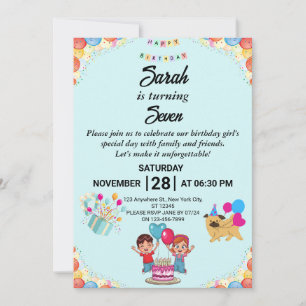 Personnalisable Colorful Anniversaire Invitation