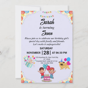 Personnalisable Colorful Anniversaire Invitation