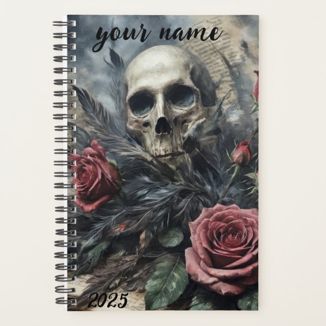 Personnalisable "Crâne gothique et Roses #2" (Devant)