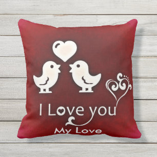 Personnalisable Cute Little Lovebirds Coussin