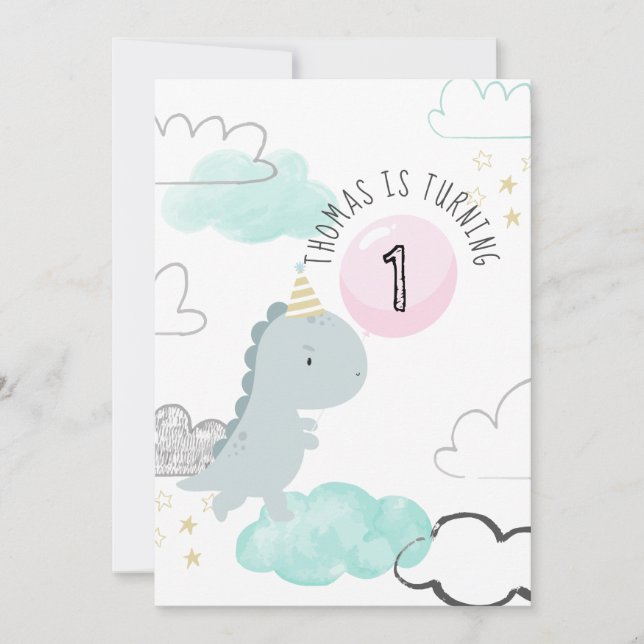 Personnalisable Dinosaur Anniversaire Invitation (Devant)