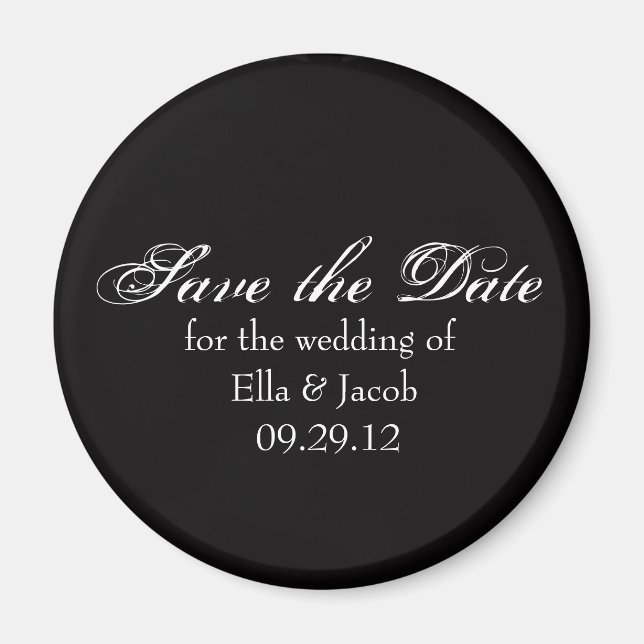 Personnalisable Enregistrer la date Magnet Black (Devant)
