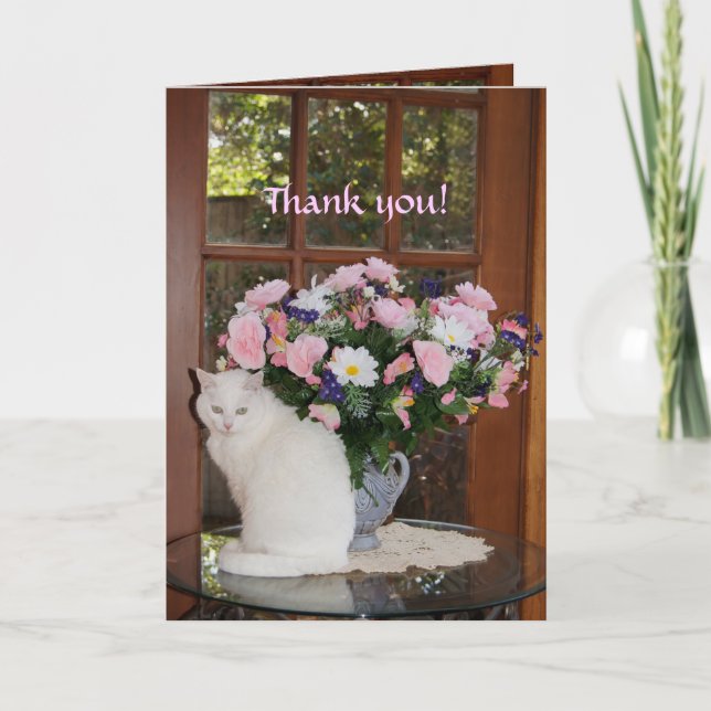 Personnalisable jolie Merci de chats blancs (Devant)