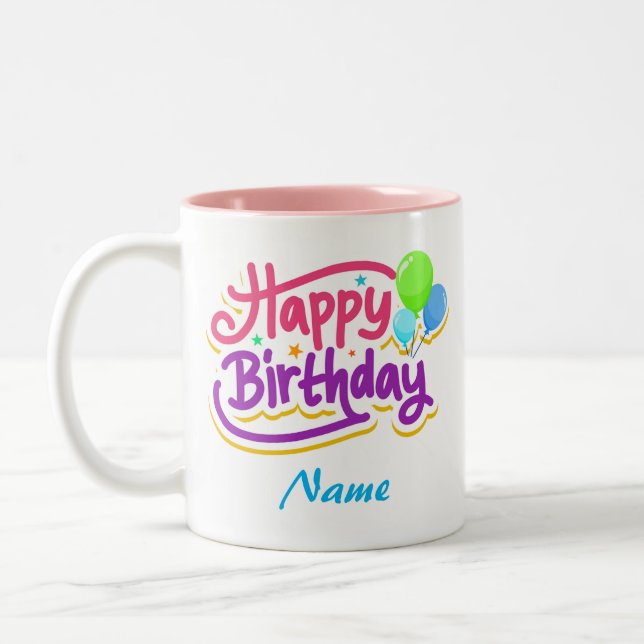 Personnalisable Joyeux café d'anniversaire Mug (Gauche)