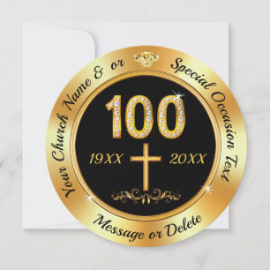 Personnalisé, 100 ans d'église, Invitations