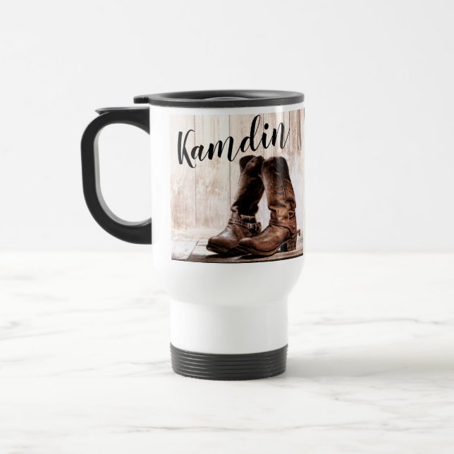 Personnalisé 15 onces de café bottes de tasse pays (Gauche)