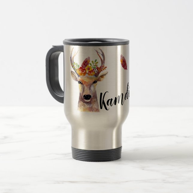 Personnalisé 15 onces de café tasse de bouho cerf  (Devant gauche)