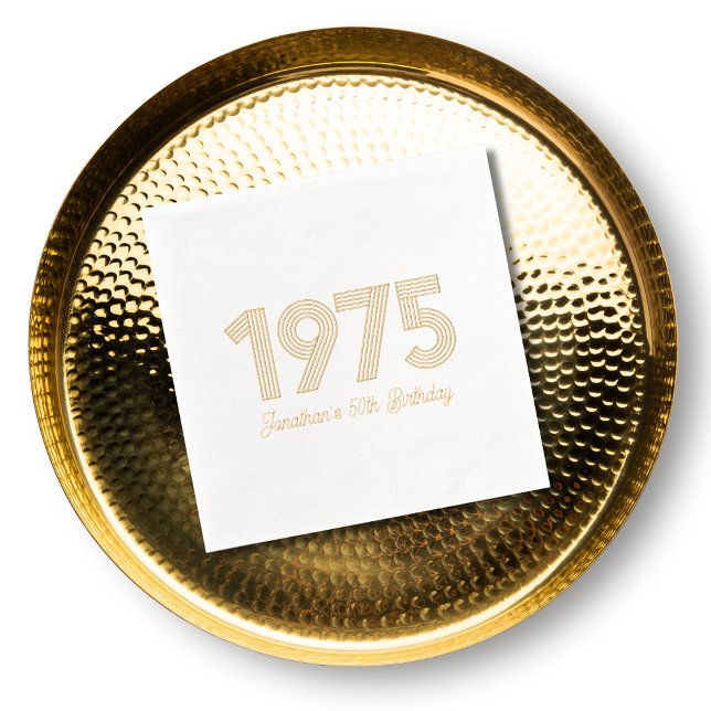 Personnalisé 1975 50e Anniversaire Foil empilé ser (Custom 1975 50th Birthday Foil Stamped Napkins)