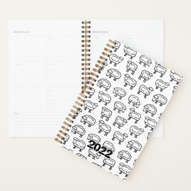 Personnalisé 2022 Mignons moutons non daté mensuel (Devant avec enveloppe)