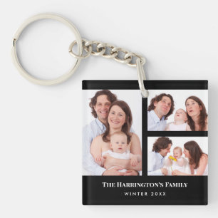 Personnalisé 3 sections Famille Photo Collage Blac