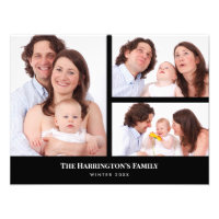 Personnalisé 3 sections Famille Photo Collage Blac