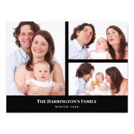 Personnalisé 3 sections Famille Photo Collage Blac