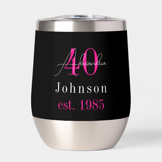 Personnalisé 40e anniversaire Black Hot rose (Avant)