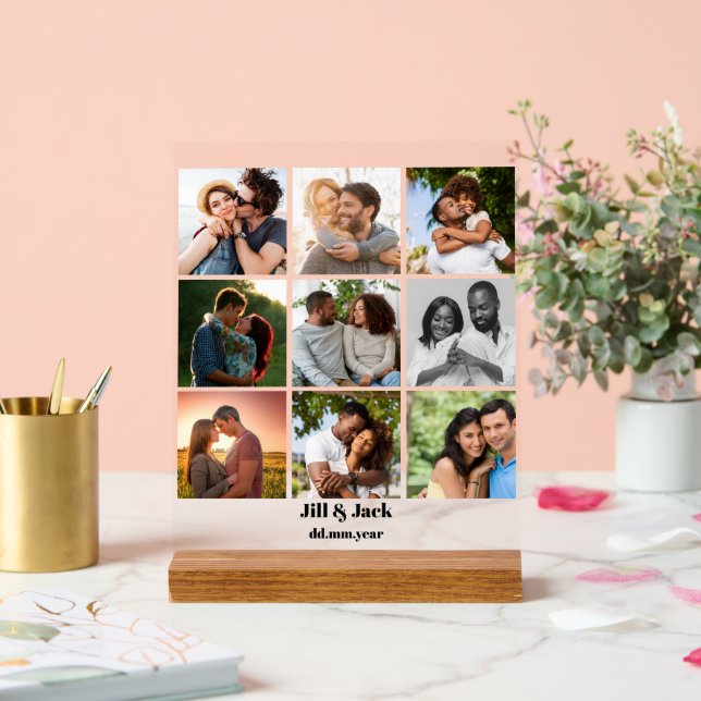 Personnalisé 9 Photo Collage Modèle pour couples (Mariage)