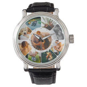 Personnalisé 9 photos arrondies montre poignet
