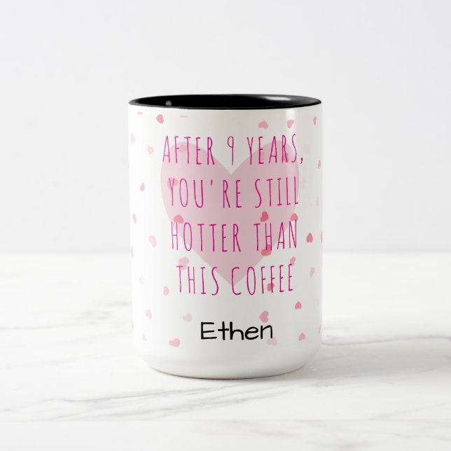 Personnalisé 9e anniversaire drôle couple Mug (Centre)