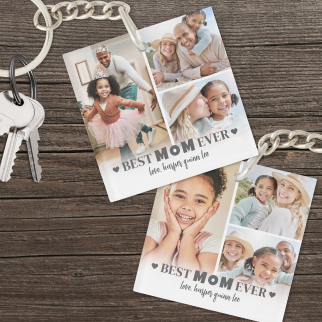 Personnalisé Best Mom 6 Photo Collage Mère (Personalized Best Mom 6 Photo Collage Mother Keychain)