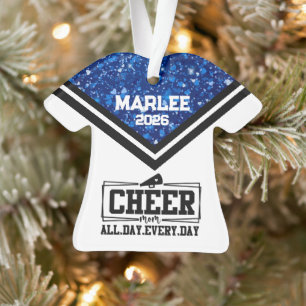 Personnalisé Bleu & Noir Cheer Ornament