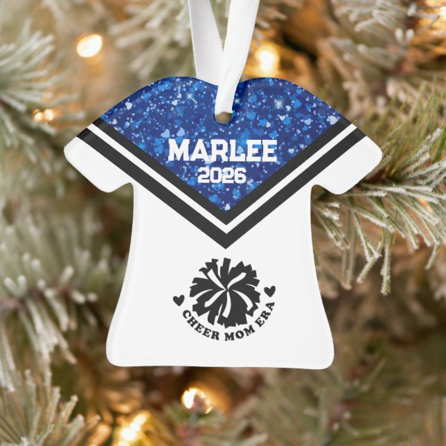 Personnalisé Bleu & Noir Cheer Ornament (Arbre)