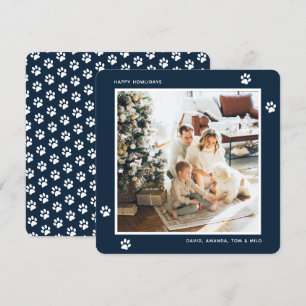 Personnalisé Blue Paw Photo Happy Howlidays Cartes