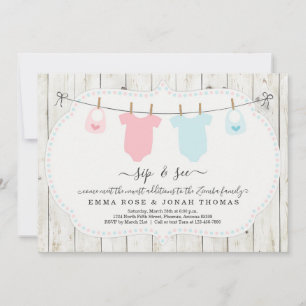 Personnalisé Boy & Girl Twins Sip & See Invitation