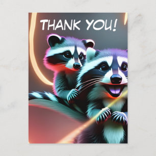 Personnalisé, Carte de remerciements, Cute Racoon,
