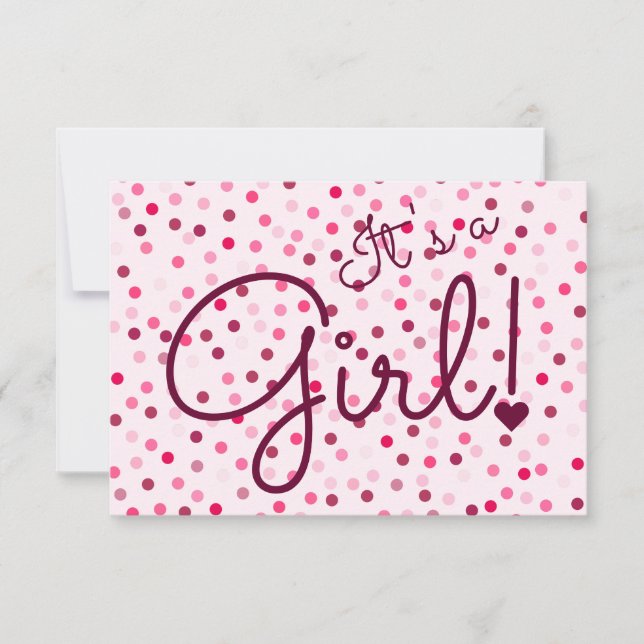Personnalisé C'est une fille ! Carte Pois rose (Devant)