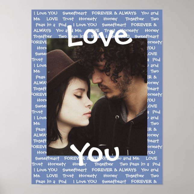 Personnalisé cette affiche bleue du couple "Love Y (Devant)