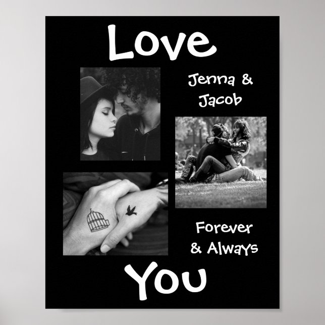 Personnalisé cette affiche photo de couple "Love Y (Devant)