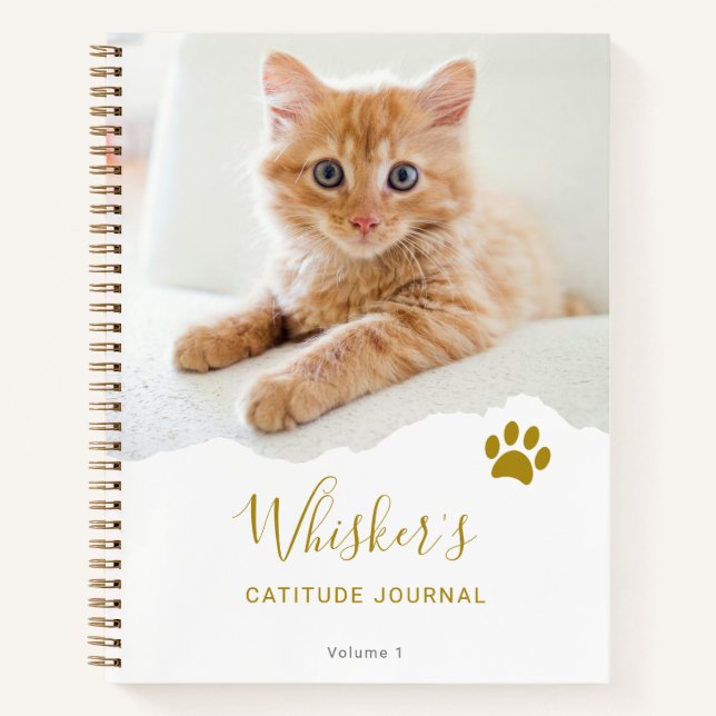 Personnalisé Chic Torn Photo Cat Gratitude Journal (Devant)