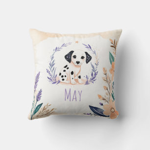 Personnalisé Chiot Dalmatien Coussin Boho Floral D