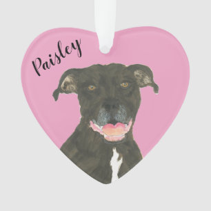 Personnalisé Coeur rose Noir Pitbull Staffy