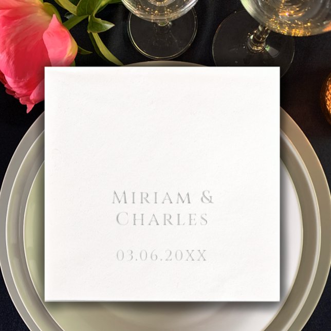 Personnalisé Elégant 25e anniversaire Argent réel (Personalize this real foil silver custom script napkin. Simple elegant modern typography.)