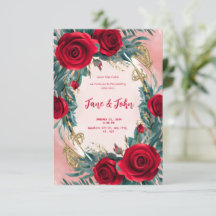 [Personnalisé] Élégant Faire-part de mariage rouge