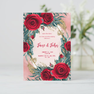[Personnalisé] Élégant Faire-part de mariage rouge