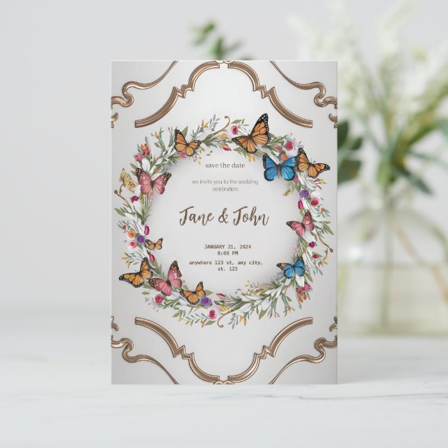 [Personnalisé] Elégante Invitation De Jardin Moder (Debout devant)