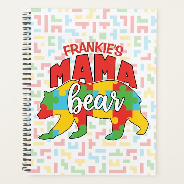Personnalisé Enfants NOM Mama Ours Sensibilisation (Devant)