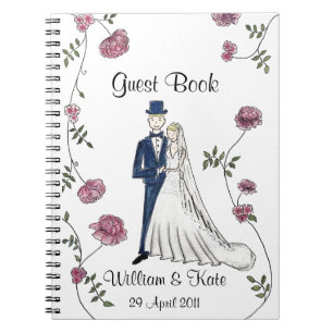 Personnalisé épousant le carnet de livre d'invité