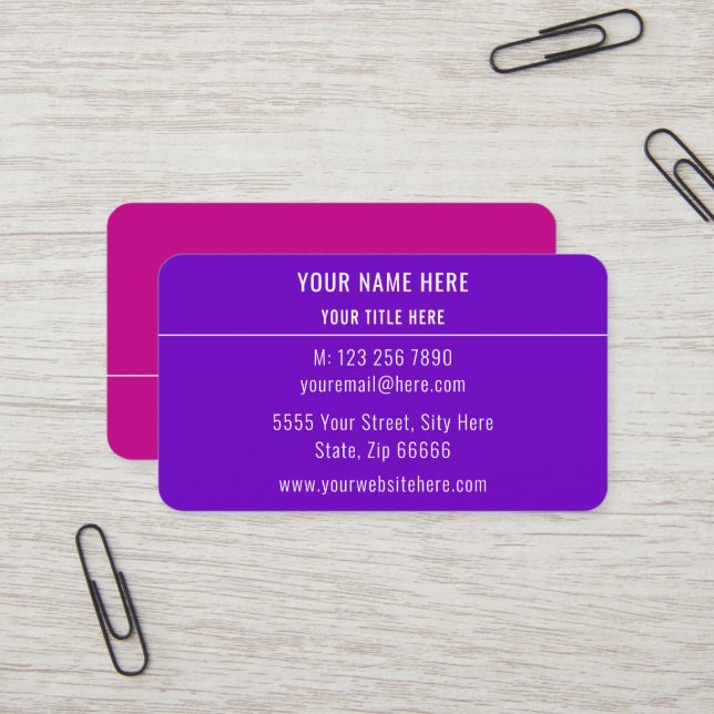 Personnalisé Fabriqué Carte de visite Faites votre (Devant/Arrière en situation)