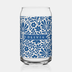 Personnalisé Floral Folklorique Bleu Nordique Sur