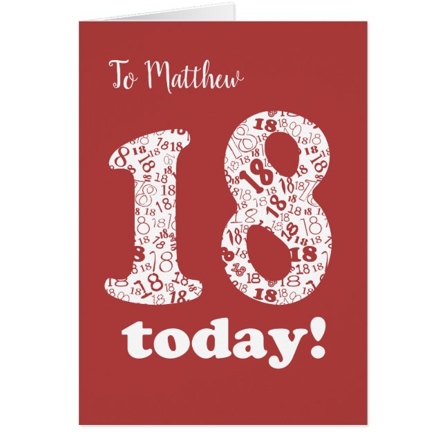 Personnalisé Front Chic Rouge, Blanc 18e anniversa (Devant)