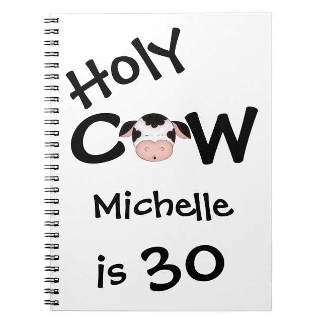 Personnalisé Funny Holy Cow 30th Birthday Carnet (Devant)