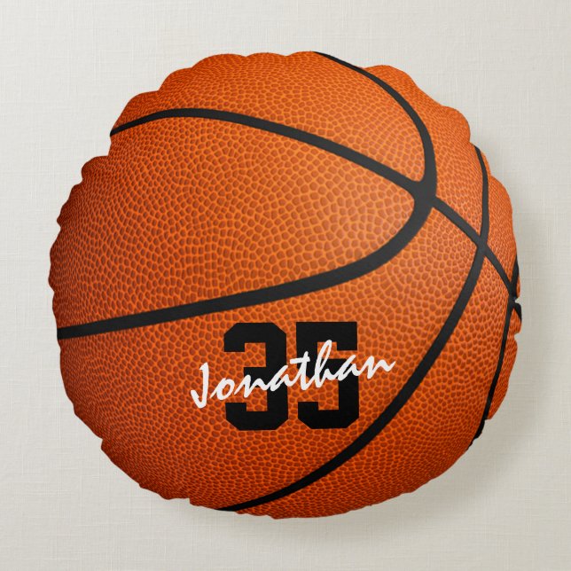 Personnalisé garçons filles coussin rond de basket (Devant)