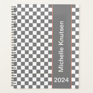 Personnalisé gris et blanc À damiers 2024