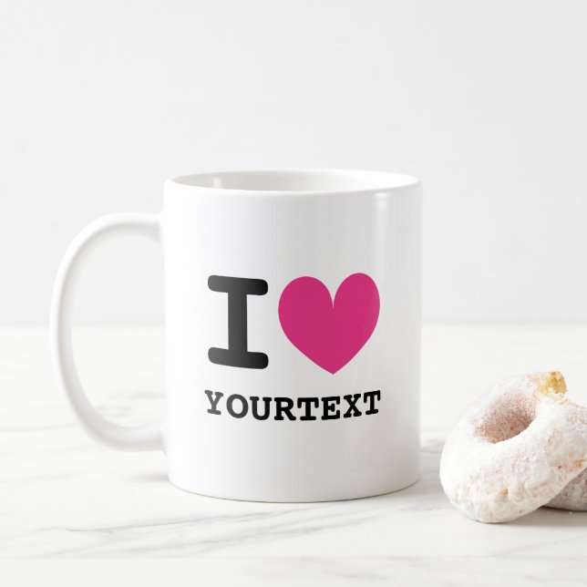 Personnalisé I coeur tasse de café avec icône d'am (Avec donut)